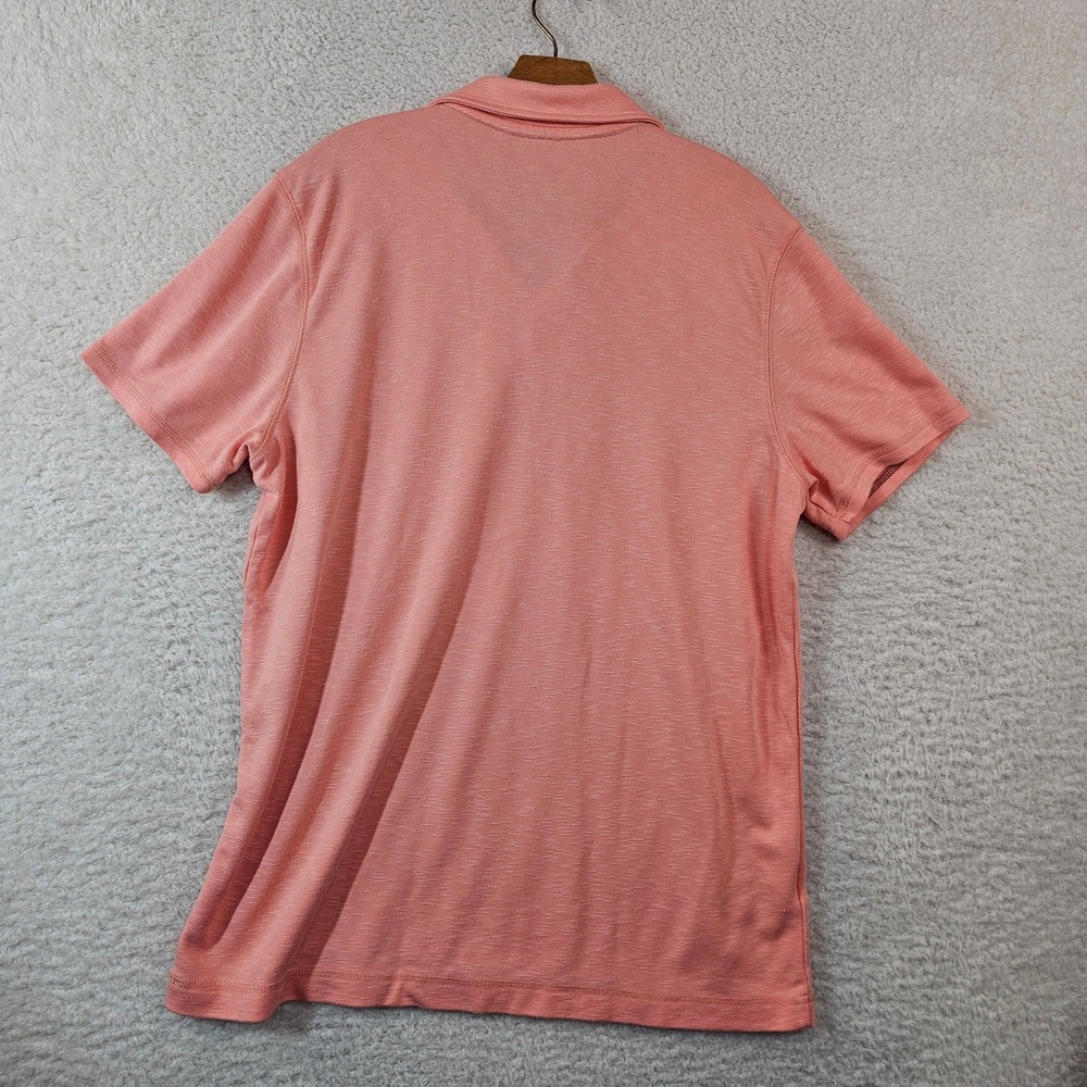 Eddie Bauer Mens XL Active Polo Shirt Coral Pink Short Sleeve Modal Blend Slub - Picture 2 of 8